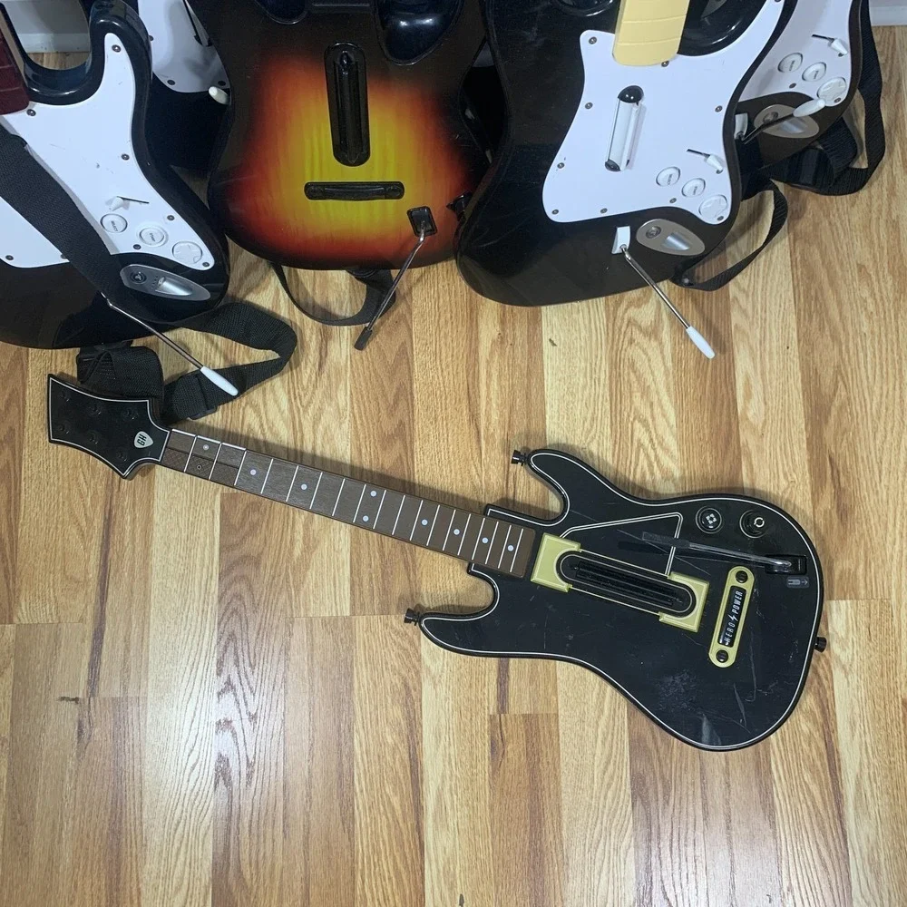 Lot of 6 Guitar Hero Rock Band Untested For Parts Repair No Dongles Guitars